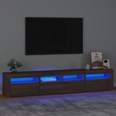 Meuble TV avec lumières LED Chêne marron 210x35x40 cm