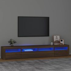 Meuble TV avec lumières LED Chêne marron 240x35x40 cm