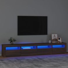 Meuble TV avec lumières LED Chêne marron 240x35x40 cm