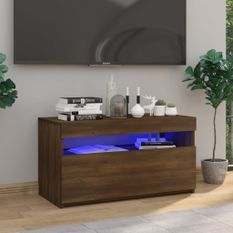 Meuble TV avec lumières LED Chêne marron 75x35x40 cm