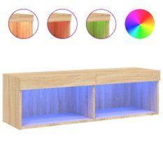 Meuble TV avec lumières LED chêne sonoma 100x30x30 cm