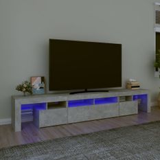 Meuble TV avec lumières LED Gris béton 230x36,5x40 cm