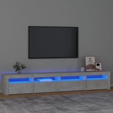 Meuble TV avec lumières LED Gris béton 240x35x40 cm