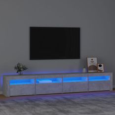 Meuble TV avec lumières LED Gris béton 240x35x40 cm