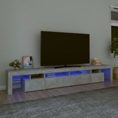 Meuble TV avec lumières LED Gris béton 260x36,5x40 cm