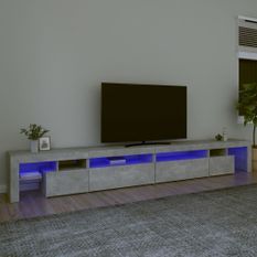 Meuble TV avec lumières LED Gris béton 290x36,5x40 cm