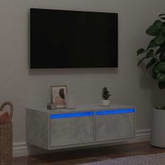 Meuble TV avec lumières LED gris béton 75x35,5x25 cm