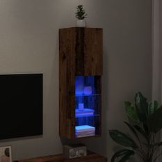 Meuble TV avec lumières LED vieux bois 30,5x30x102 cm