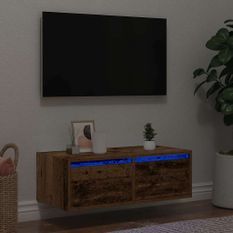 Meuble TV avec lumières LED vieux bois 75x35,5x25 cm