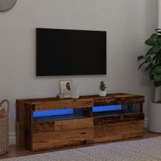 Meuble TV avec lumières LED vieux bois bois d'ingénierie