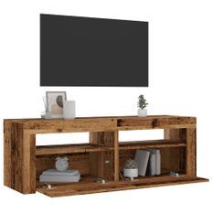 Meuble TV avec lumières LED vieux bois bois d'ingénierie