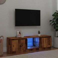 Meuble TV avec lumières LED vieux bois bois d'ingénierie