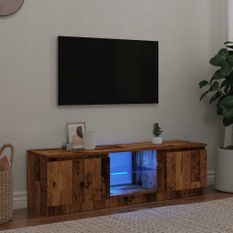 Meuble TV avec lumières LED vieux bois bois d'ingénierie