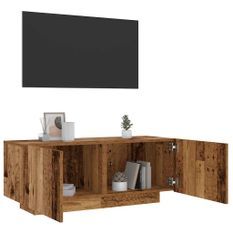 Meuble TV avec lumières LED vieux bois bois d'ingénierie