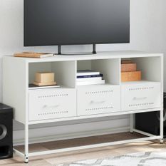 Meuble TV blanc 100,5x39x60,5 cm acier