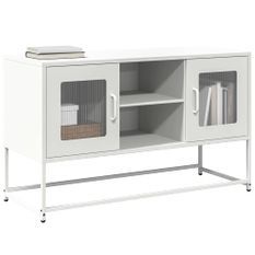 Meuble TV blanc 100,5x39x60,5 cm acier