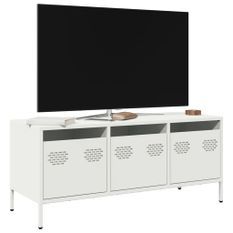 Meuble TV blanc 101,5x39x43,5 cm acier laminé à froid