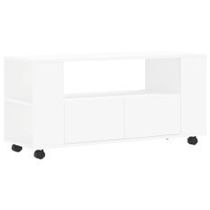 Meuble TV blanc 102x34,5x43 cm bois d'ingénierie