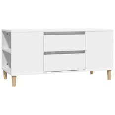 Meuble TV Blanc 102x44,5x50 cm Bois d'ingénierie