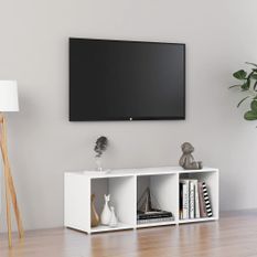 Meuble TV Blanc 107x35x37 cm