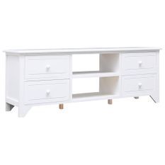 Meuble TV Blanc 108x30x40 cm Bois de Paulownia solide 2