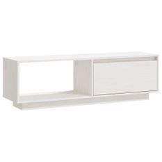 Meuble TV Blanc 110x30x33,5 cm Bois de pin massif