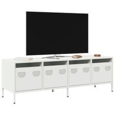 Meuble TV blanc 135x39x43,5 cm acier laminé à froid