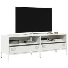 Meuble TV blanc 135x39x43,5 cm acier laminé à froid