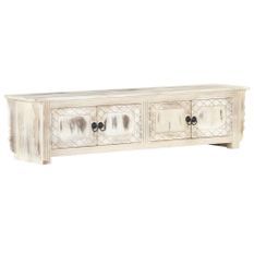 Meuble TV Blanc 140 x 30 x 35 cm Bois massif de manguier