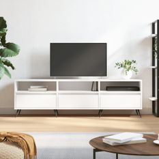 Meuble TV blanc 150x30x44,5 cm bois d'ingénierie