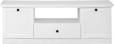Meuble TV blanc 2 portes 1 tiroir style campagnard moderne Valex 139 cm