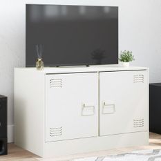 Meuble TV blanc 67x39x44 cm acier