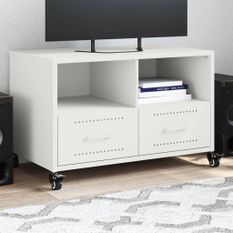 Meuble TV blanc 68x39x43,5 cm acier laminé à froid