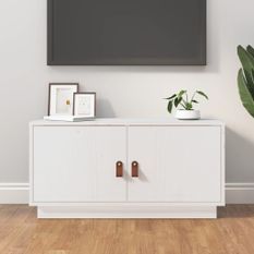 Meuble TV Blanc 80x34x40 cm Bois de pin massif