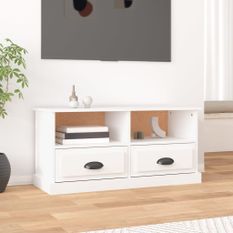 Meuble TV blanc 93x35,5x45 cm bois d'ingénierie