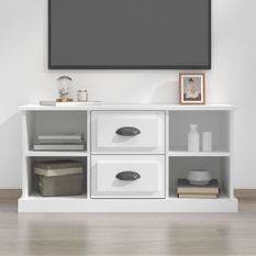 Meuble TV blanc 99,5x35,5x48 cm bois d'ingénierie