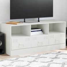 Meuble TV blanc 99x39x44 cm acier