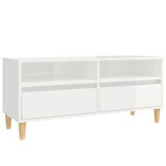 Meuble TV blanc brillant 100x34,5x44,5 cm bois d'ingénierie