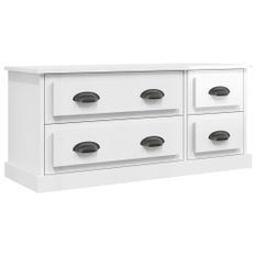 Meuble TV blanc brillant 100x35,5x45 cm bois d'ingénierie