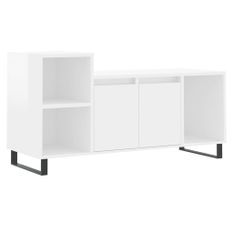 Meuble TV Blanc brillant 100x35x55 cm Bois d'ingénierie