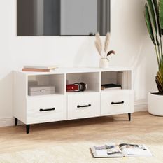 Meuble TV Blanc brillant 102x35x50 cm Bois d'ingénierie