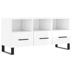 Meuble TV Blanc brillant 102x36x50 cm Bois d'ingénierie