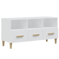 Meuble TV Blanc brillant 102x36x50 cm Bois d'ingénierie