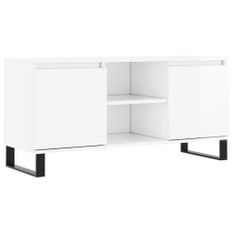 Meuble TV blanc brillant 104x35x50 cm bois d'ingénierie