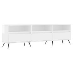 Meuble TV blanc brillant 150x30x44,5 cm bois d'ingénierie