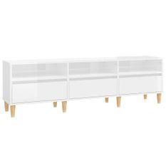 Meuble TV blanc brillant 150x30x44,5 cm bois d'ingénierie