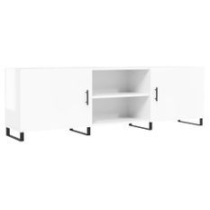 Meuble TV blanc brillant 150x30x50 cm bois d'ingénierie