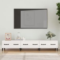 Meuble TV Blanc brillant 150x34,5x30 cm Bois d'ingénierie