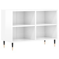 Meuble TV blanc brillant 69,5 x 30 x 50 cm bois d'ingénierie