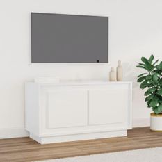 Meuble TV blanc brillant 80x35x45 cm bois d'ingénierie